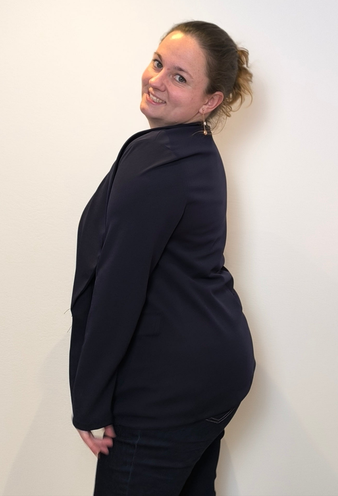 Stretch blazer blauw-zwart