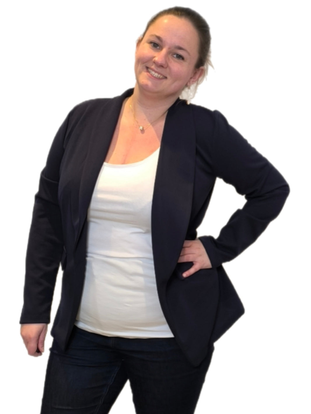 Stretch blazer blauw-zwart