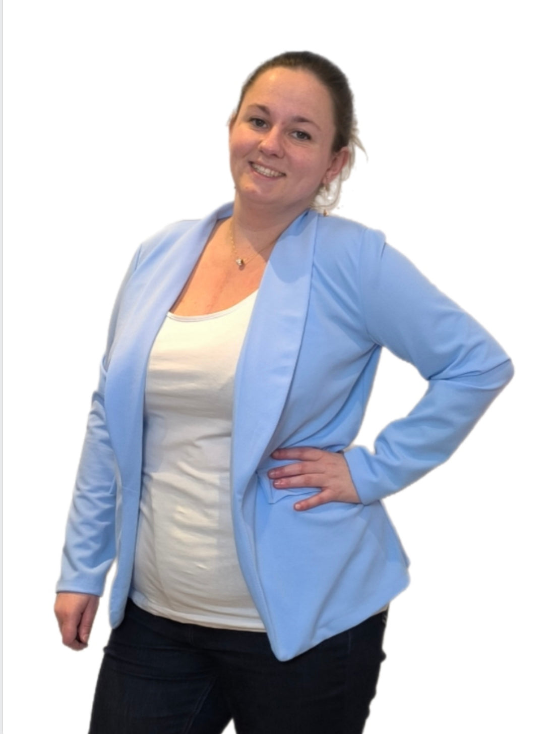 Stretch blazer blauw