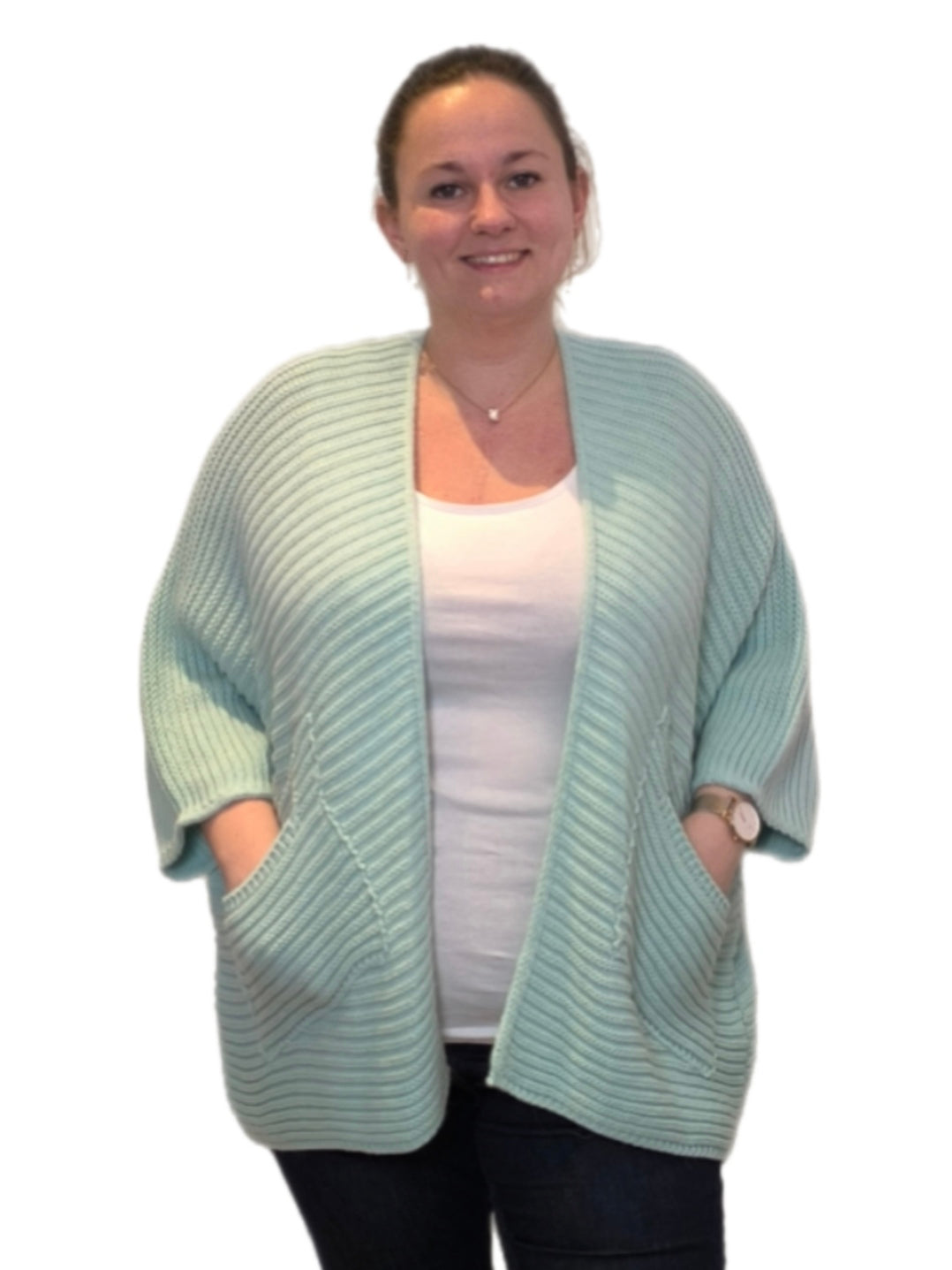 Gebreide cardigan met zakken mint